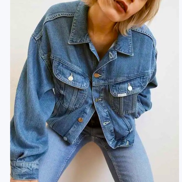 Lee x H&M denim jacket classic mid wash with slit pockets size M - Picture 12 of 13